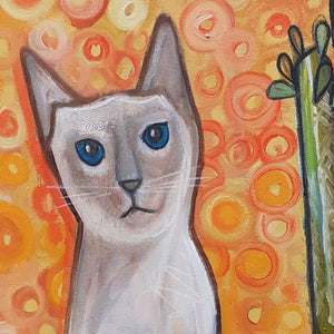 The Cat With The Rainbow Tail by Wilf Frost Artist Oil on Canvas Detail