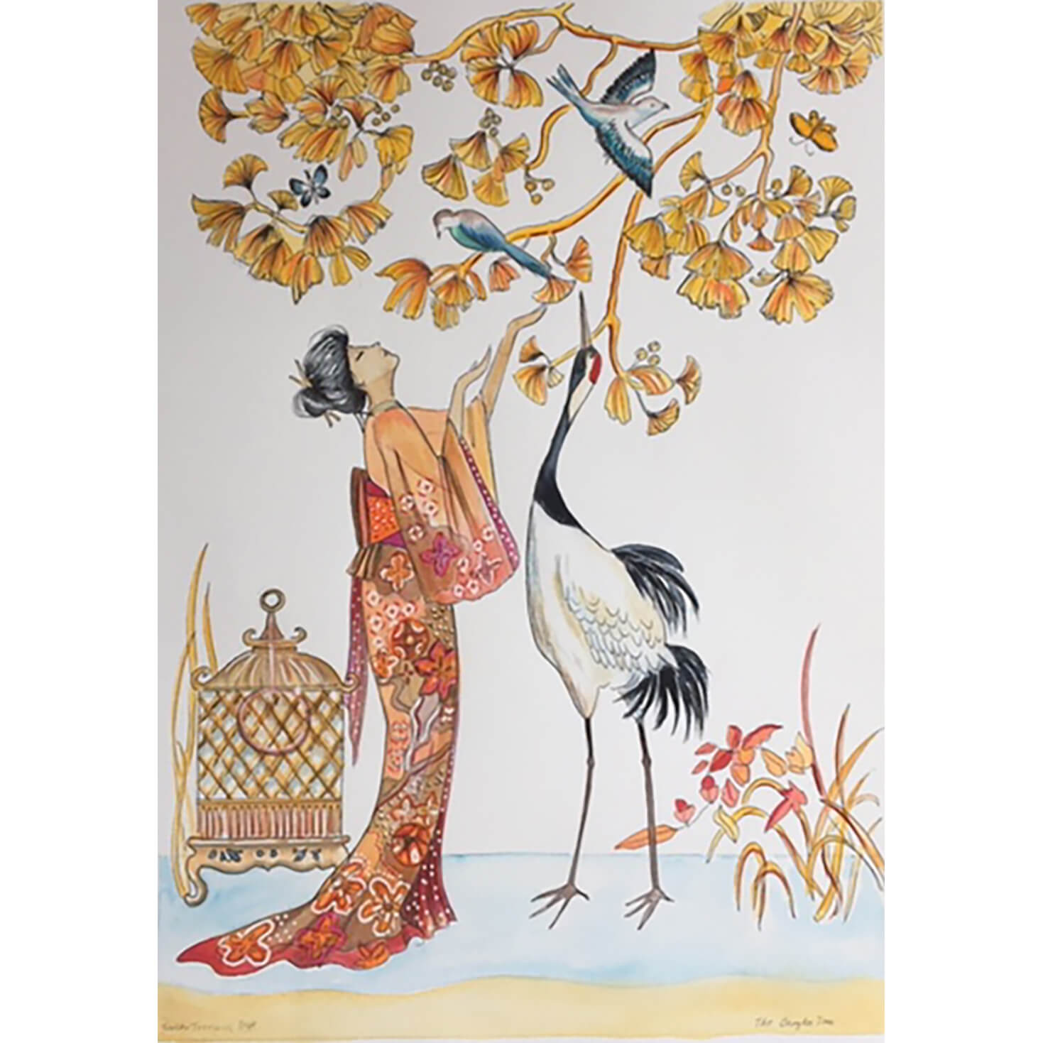 The Ginkgo Tree by Helen Trevisiol Duff Watercolour Painting