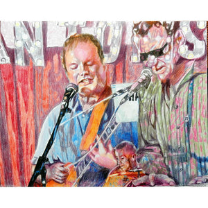 The Phantoms at the Half Moon Putney pencil drawing of musicians by performer artist Stella Tooth