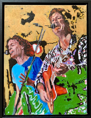 The Fabulous Electric Zimmermen band performing at the Half Moon Putney oil on canvas painting by artist Stella Tooth