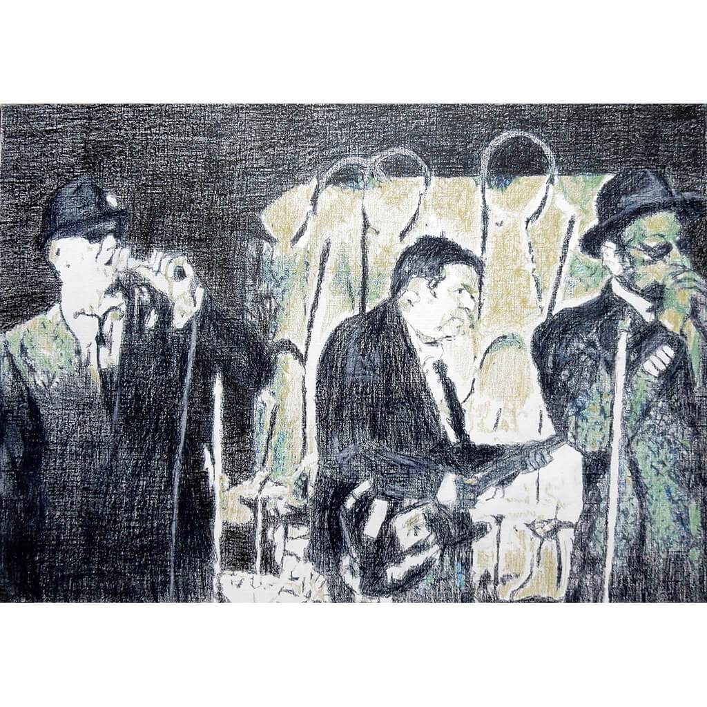 Boom, Boom, Boom, Boom The Rawhides, pencil on paper artwork by Stella Tooth