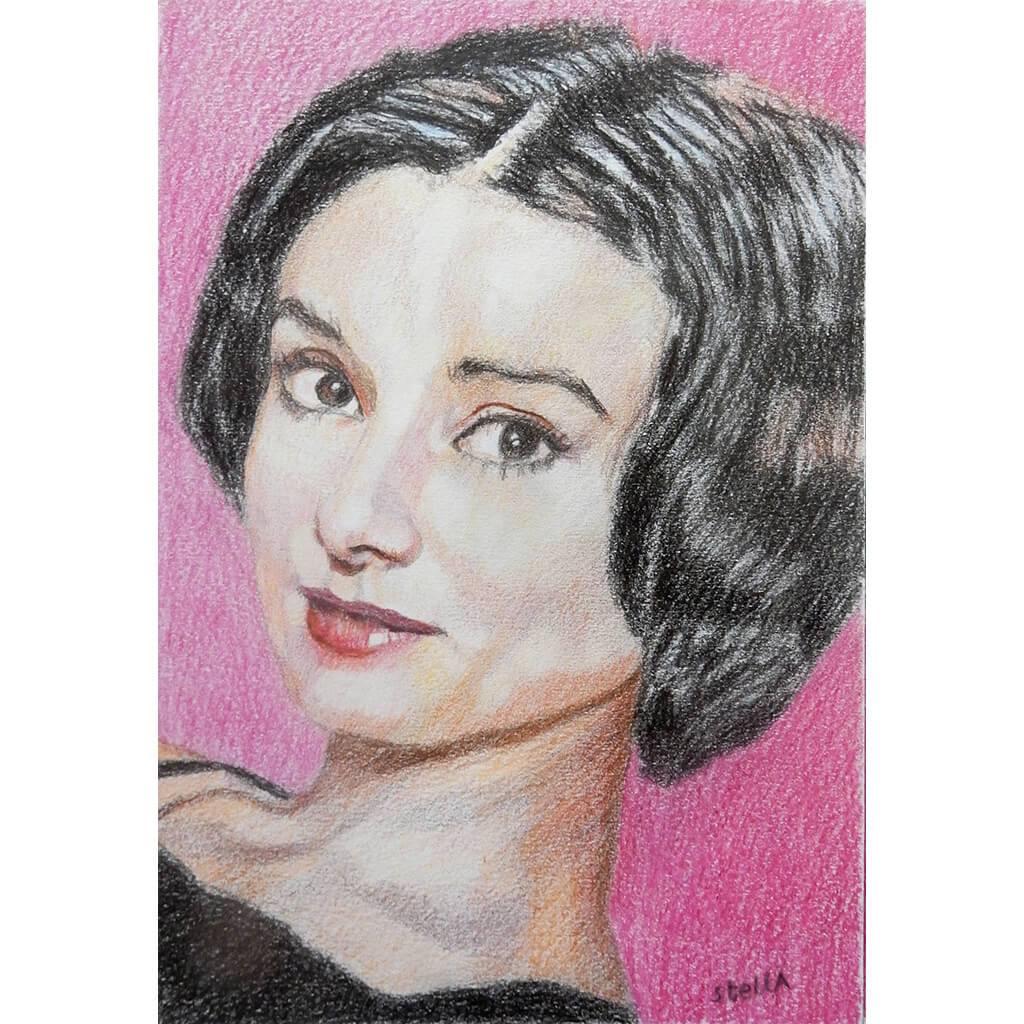 ‘The best thing to hold Audrey Hepburn mixed media on paper by Stella Tooth