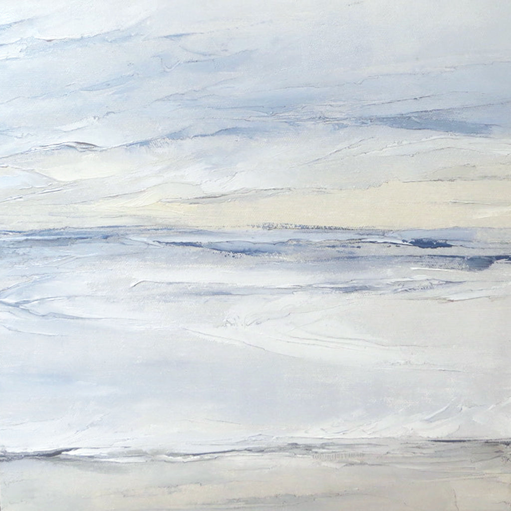 Tofino Seascape by Sarah Knight. An original semi-abstract oil seascape painted in shades of blue and grey detail