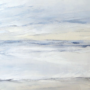 Tofino Seascape by Sarah Knight. An original semi-abstract oil seascape painted in shades of blue and grey detail