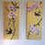 Together by Helen Trevisiol Duff pair of acrylic on canvas gold panel paintings with pink flowers and swallow birds installed