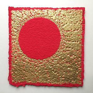 Toward the One embossed mixed media with real gold leaf by London based textural artist Gill Hickman 