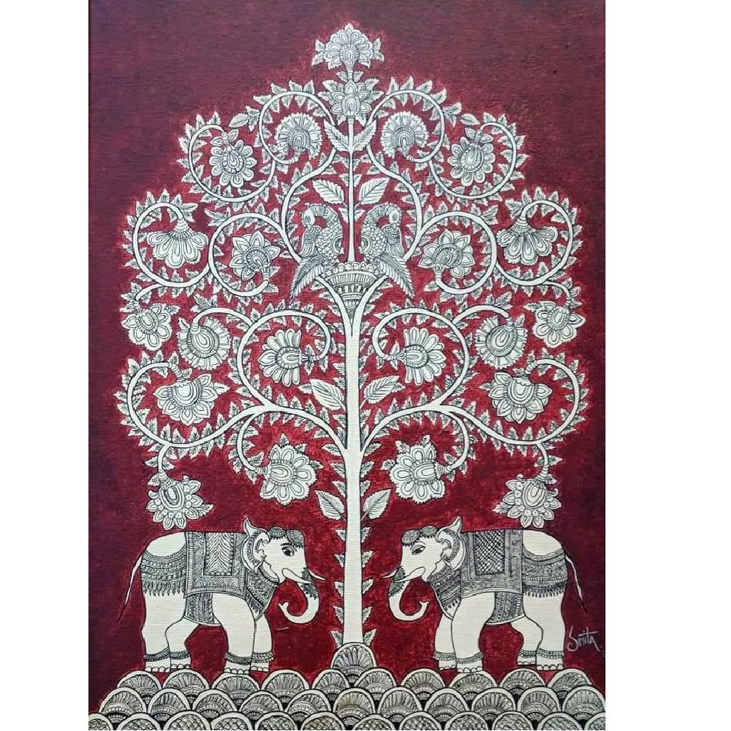 Tree of Life Indian Folk Art Fine Art Giclee Print by Smita Sonthalia