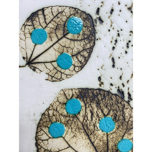 Turquoise Katsura Leaf Imprints By Ruty Benjamini London Ceramic artist
