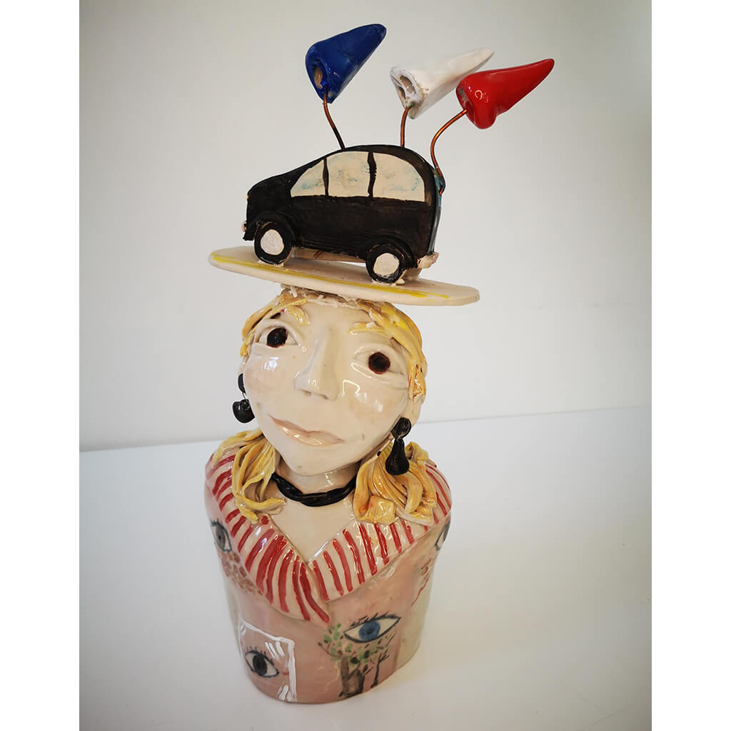 Nosey Parker by Vivien Phelan Ceramic sculpture