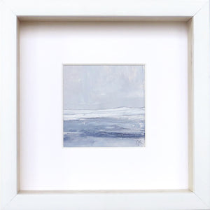 Seascape IX by Sarah Knight. An original semi-abstract mini oil seascape of stormy seas in blues and greys with optional frame Wall