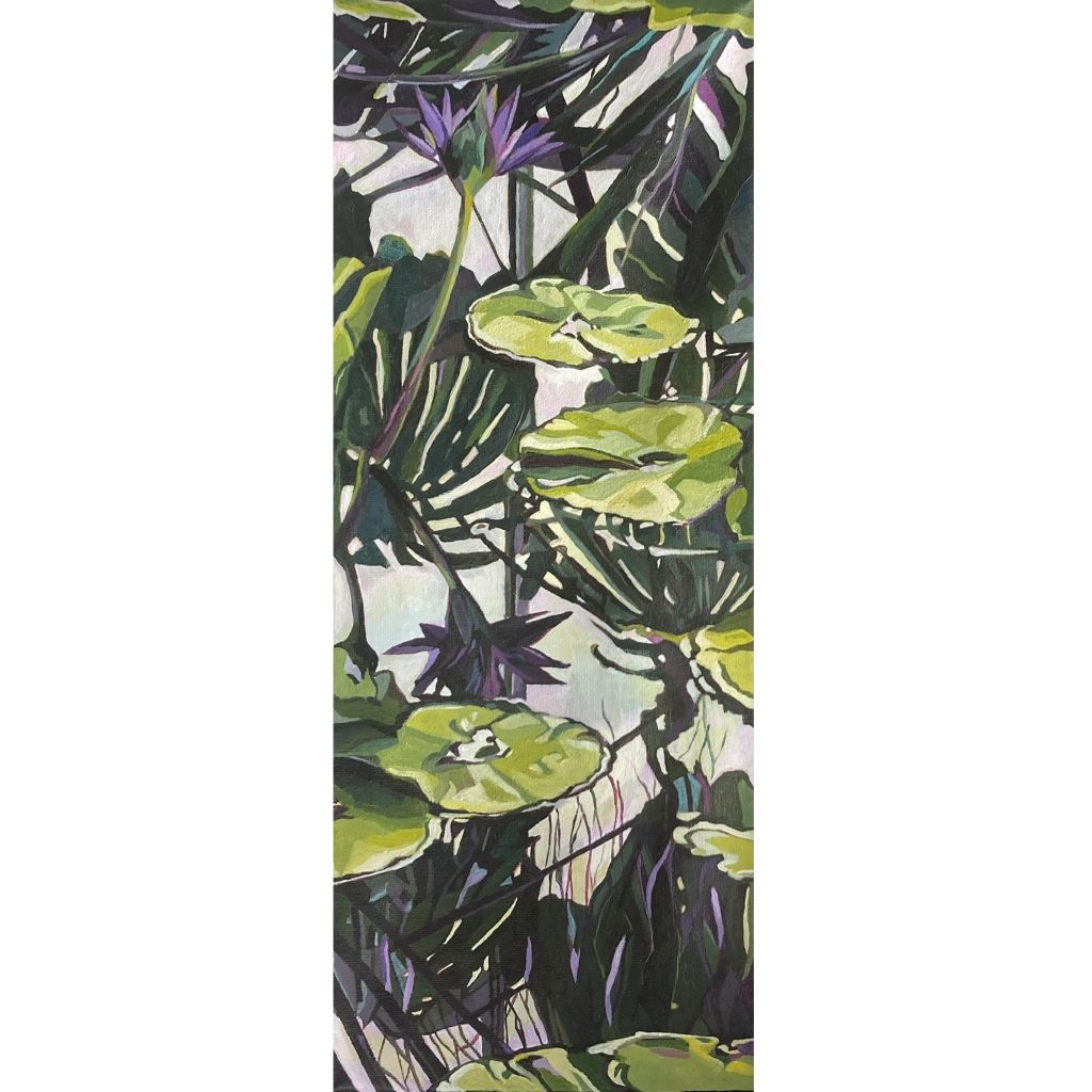 Water Lily Reflections by artist Mary Leach Acrylic Painting on Canvas