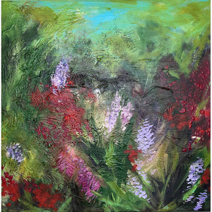 Meadow medium sized square acrylic painting on canvas by flower artist Claire Thorogood