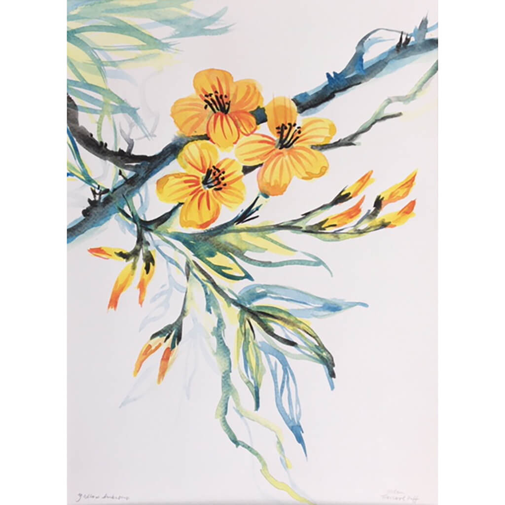 Yellow Hibiscus by Helen Trevisiol Duff Watercolour Painting