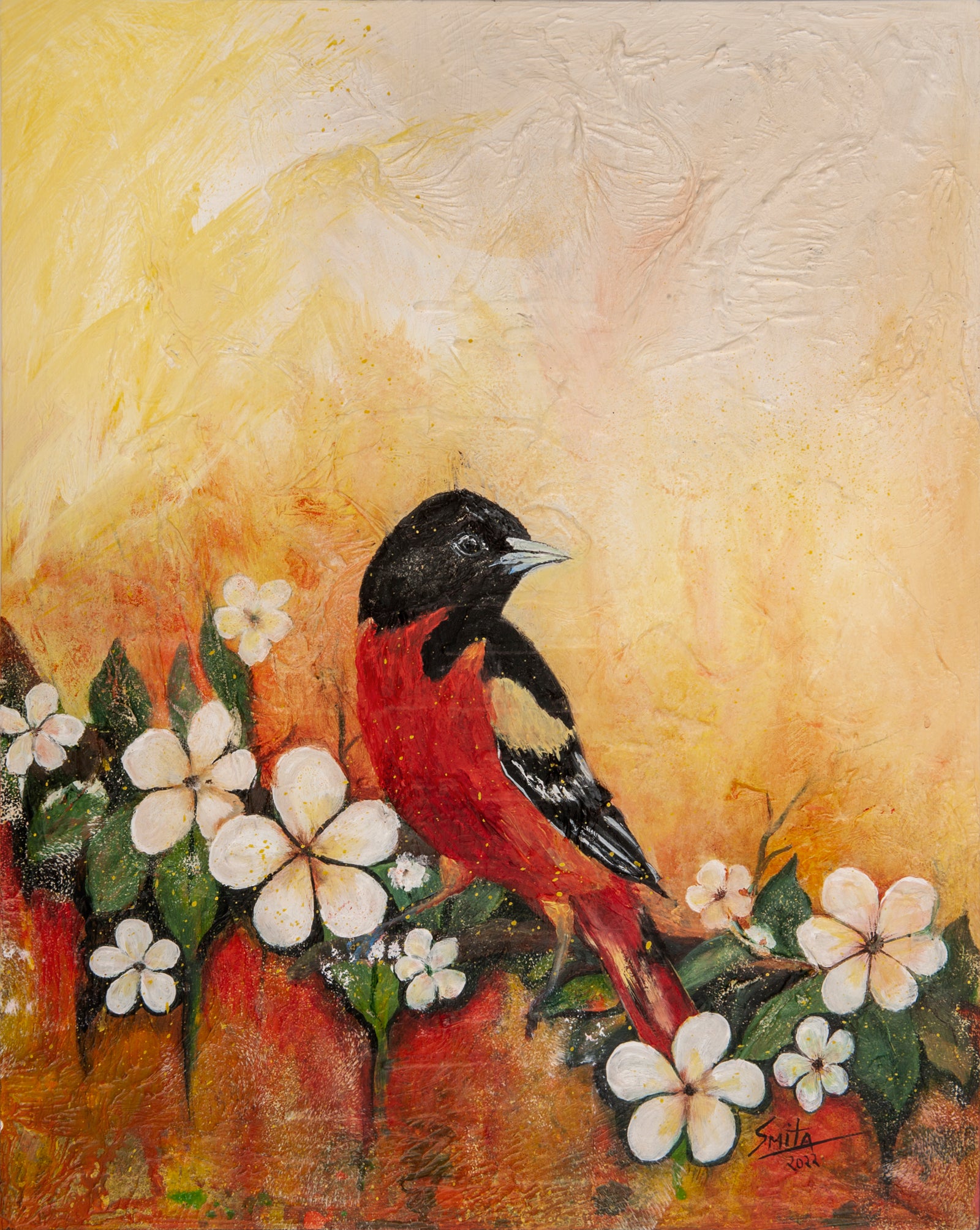 Oropéndola de la Huert original acrylic painting by Smita Sonthalia